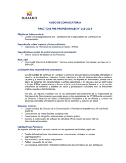 aviso de convocatoria practicas pre profesionales n&deg; 016-2014
