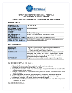 Convocatoria TAL No. 54-14 Profesional de apoyo N&oacute;mina - Invemar