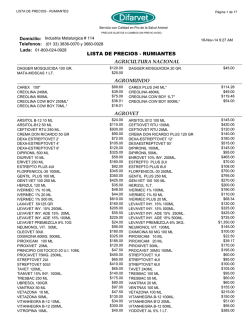 LISTA DE PRECIOS - RUMIANTES AGRICULTURA NACIONAL