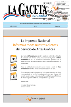 LA GACETA N&deg; 199 de la fecha 16 10 2014