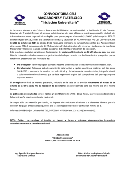 CONVOCATORIA CELE MASCARONES Y TLATELOLCO - stunam
