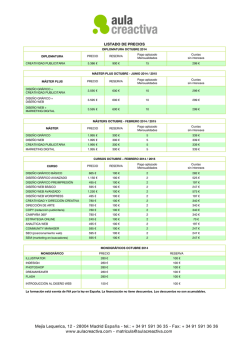 Listado de precios sin descuento - Aula Creactiva