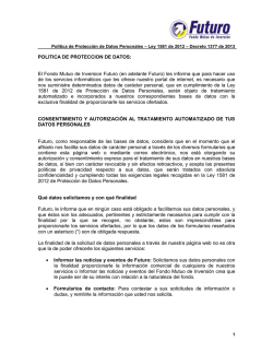 POLITICA DE PROTECCION DE DATOS: El Fondo Mutuo de - futuro