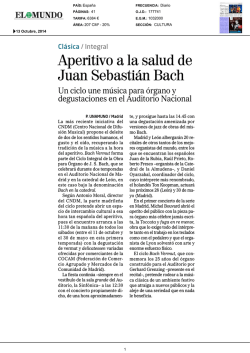 Aperitivo a la salud de Juan Sebasti&aacute;n Bach - Centro Nacional de