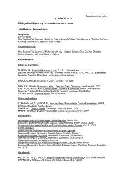 BIBLIOGRAF&Iacute;A obligatoria y recomendada 2014- 15 Dept&ordm; de ingl&eacute;s