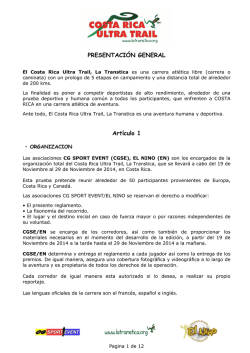 Reglamento Costa Rica Ultra Trail 2014 - CG Sport Event