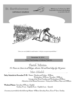 Parish Mission: - St. Bartholomews Catholic Church