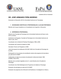 DR. JOS&Eacute; ARMANDO PE&Ntilde;A MORENO - Facultad de Psicolog&iacute;a