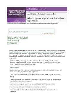 PROGRAMA DE POSTGRADO Curso 2014/2015 - UNED