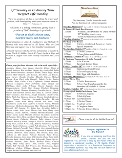 27th Sunday in Ordinary Time Sunday in Ordinary Time Respect Life