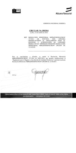 GERENCIA NACIONAL JURIDICA - Aduana