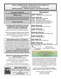 EMAIL ADDRESS FOR CHURCH BULLETIN - St. Cecilia Parish