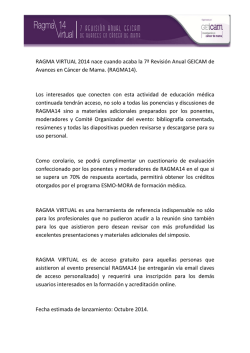 RAGMA VIRTUAL 2014 nace cuando acaba la 7&ordf; Revisi&oacute;n - Geicam