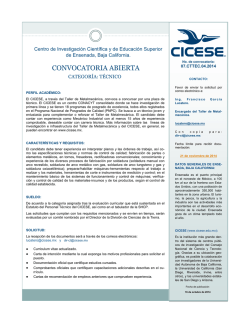 T&eacute;cnico Ciencias de la Tierra 07.CTTEC.04.2014 - Cicese