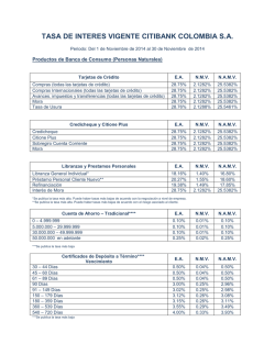 TASA DE INTERES VIGENTE CITIBANK COLOMBIA S.A.