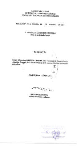 Resuelto No.906-A de 8 de octubre de 2014, Licenciado JAIRZINIO