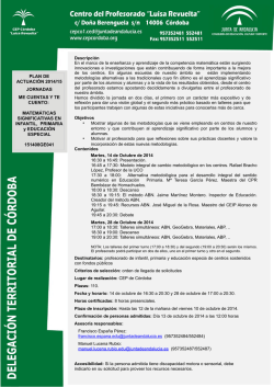 &bull; &bull; PLAN DE ACTUACI&Oacute;N 2014/15 JORNADAS ME CUENTAS Y TE