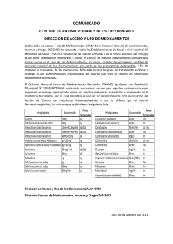 control de antimicrobianos de uso restringido - Digemid - Ministerio