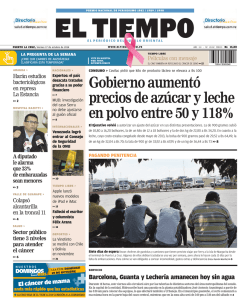 Gobierno aument&oacute; precios de az&uacute;car y leche en polvo - El Tiempo