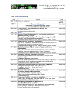 13 Congreso Nacional de Mecatr&oacute;nica - Universidad Aut&oacute;noma de