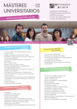 M&Aacute;STERES UNIVERSITARIOS - Universitat Jaume I de Castell&oacute;