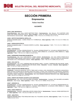 Actos de ALICANTE del BORME n&uacute;m. 207 de 2014 - BOE.es