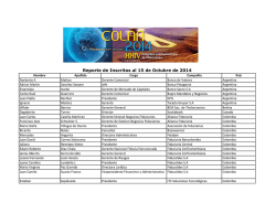 Reporte de Inscritos al 15 de Octubre de 2014 - colafi 2014
