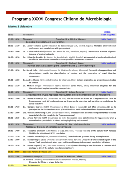 Programa XXXVI Congreso Chileno de Microbiolog&iacute;a - Sociedad de