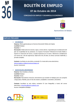 Bolet&iacute;n 36 Empleo y Desarrollo Econ&oacute;mico (07 Octubre 2014)