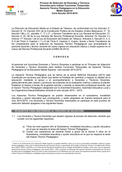 Proceso de Selecci&oacute;n de Docentes y T&eacute;cnicos Docentes para