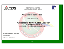 Programa de Formaci&oacute;n &ldquo;Elaborador de Productos L&aacute;cteos&rdquo; - Inces