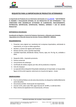 requisitos para la importacion de productos veterinarios - Senacsa