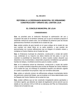 Reforma ordenanza urbanismo, construcci&oacute;n y - Municipio de Loja