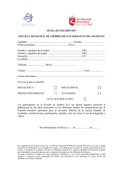 FICHA DE INSCRIPCI&Oacute;N ESCUELA MUNICIPAL DE AJEDREZ DE