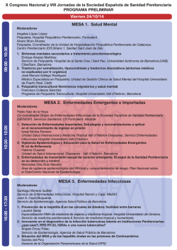 10:30 - 12:00 16:00 - 17:30 Viernes 24/10/14 MESA 1. Salud - SESP