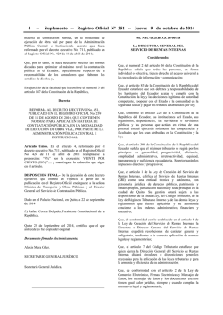 Registro Oficial N&ordm; 351 -- Jueves 9 de octubre de 2014