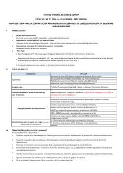 proceso cas n&ordm; 0234- a - 2014-senasa - sede central convocatoria