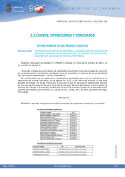 Aprobaci&oacute;n provisional de admitidos y excluidos para la selecci&oacute;n
