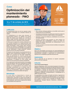 Curso Taller Optimizaci&oacute;n del MTTO planeado PMO - Oct 16 - Aciem