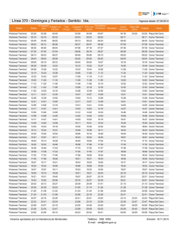 L&iacute;nea 370 - Domingos y Feriados - Sentido: Ida. - Intendencia