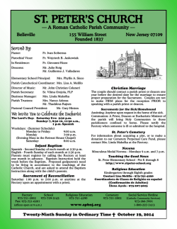 October 19, 2014 - Twenty-Ninth Sunday in - St. Peters Church