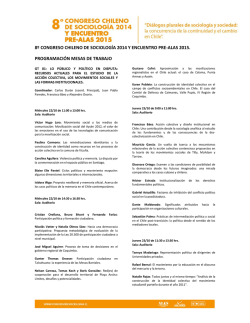 8&ordm; CONGRESO CHILENO DE SOCIOLOG&Iacute;A 2014 Y ENCUENTRO