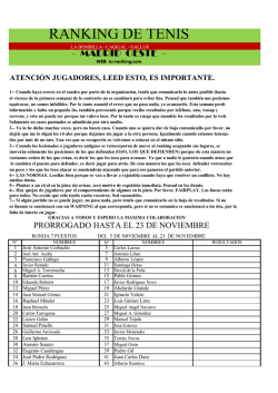 RANKING DE TENIS - Tu ranking de tenis y padel - Madrid