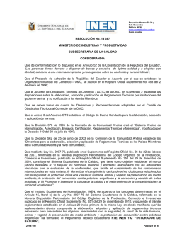 RESOLUCI&Oacute;N No. 14 387 MINISTERIO DE INDUSTRIAS Y