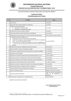 cronograma electoral proceso de elecci&oacute;n rector y vicerrectores 2014