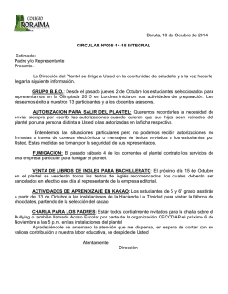 Baruta, 10 de Octubre de 2014 CIRCULAR - Colegio Roraima