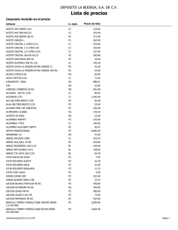 Lista de precios - Deposito La Bodega, S.A. De C.V.