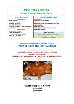 MEN&Uacute; PARA LLEVAR - Restaurante El Barrac&oacute;n