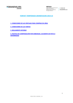 FORFAIT TEMPORADA GRANDVALIRA 2014-15