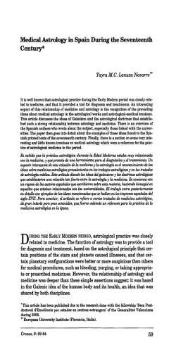 MedicaI Astrology in Spain During the Seventeenth Century* - CSIC